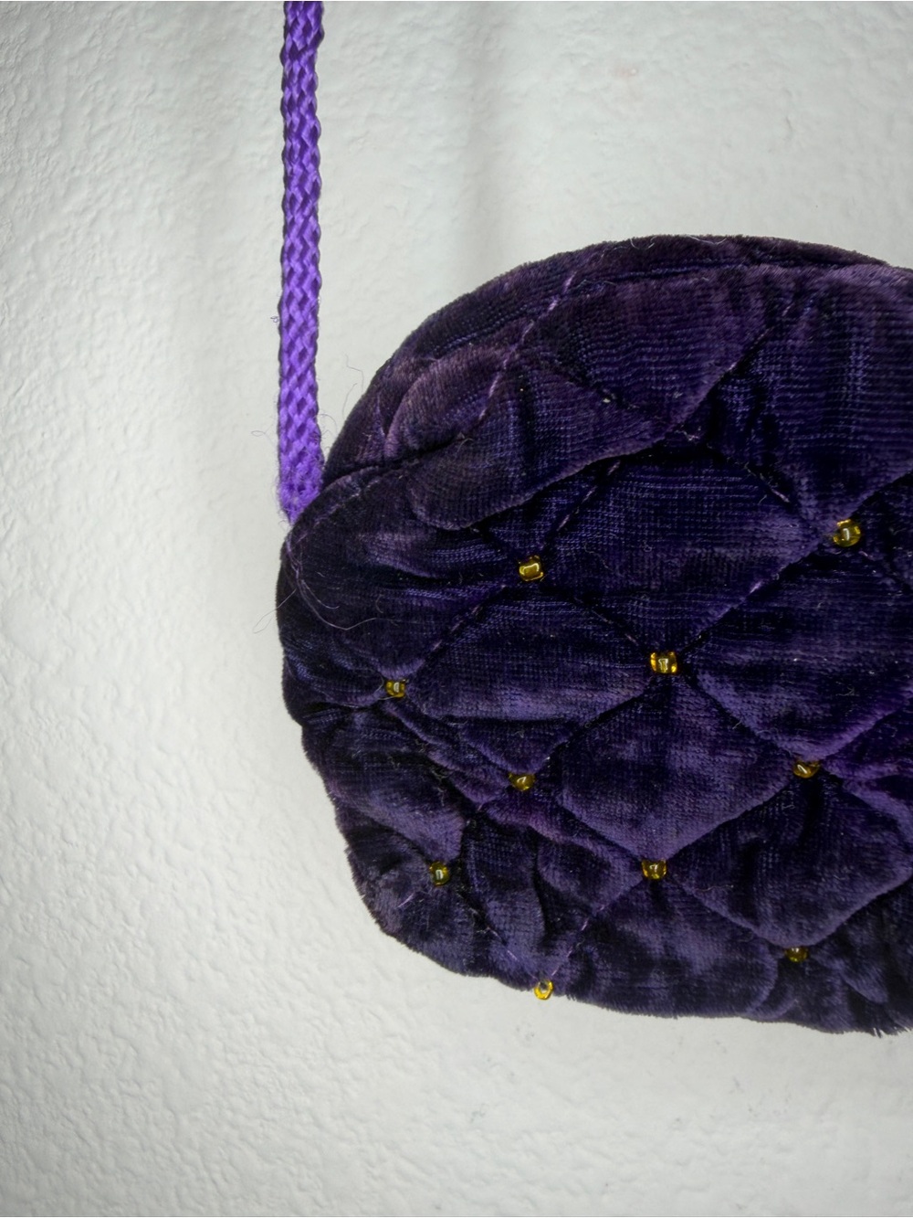 Plush Quilted Purple Velvet Crossbody Bag